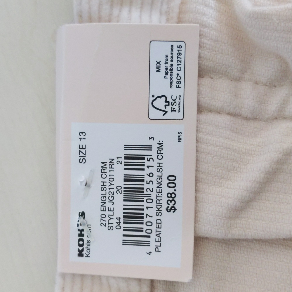 Juniors' SO Pleated High-Rise Corduroy Mini Skirt Cream / White - Picture 5 of 7